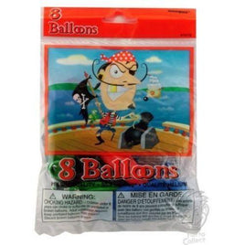 Pirate Skull & Cross Bones Balloons (8) - Party Zone USA