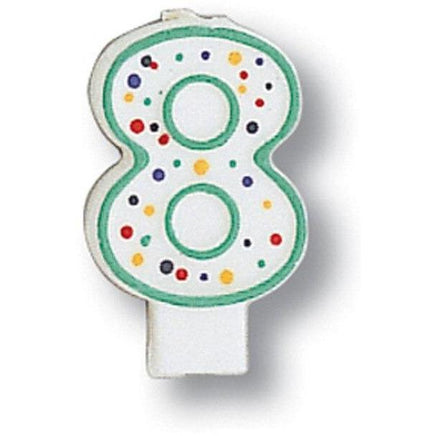 Polka Dot Number 8 Candle - Party Zone USA