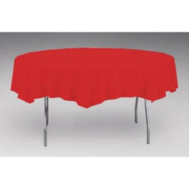 Red Plastic Table Cover - ROUND - Party Zone USA