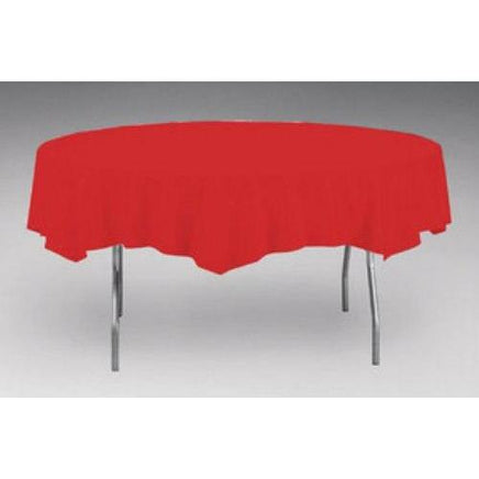 Red Plastic Table Cover - ROUND - Party Zone USA