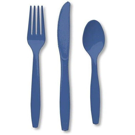 True Blue Plastic Forks, Spoons, Knives Cutlery - 8ea - Party Zone USA